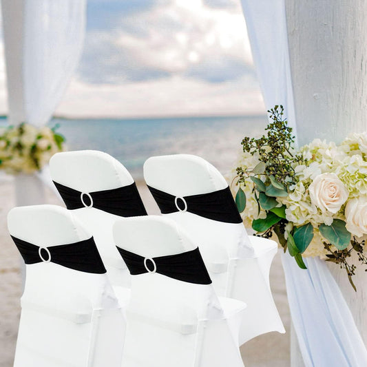 Spandex Chair Sashes Bands 50PCS Stretch Chair Ties Bows with Buckle Slider for Wedding Party Banquet V1258-DP02-C-1409