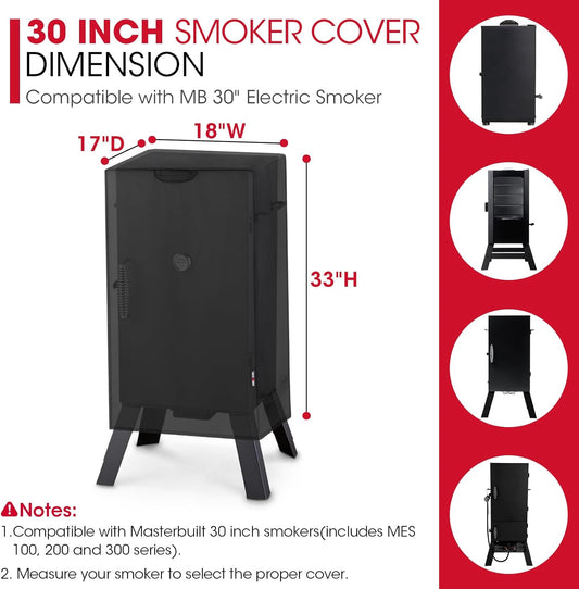 30 Inch Electric Smoker Cover for Masterbuilt, Heavy Duty Waterproof Vertical Smoker BBQ Grill Cover, All V1258-DP02-C-141