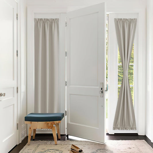 Cream Insulated Door Curtain Spefrowx, Rod Pocket French Curtain Window Treatment for Sliding Door with V1258-DP02-C-1424