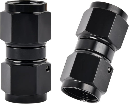 6AN Female to 6AN Female Straight Swivel Coupler Union Fitting Adapter Aluminum Black 2PCS V1258-DP02-C-1428