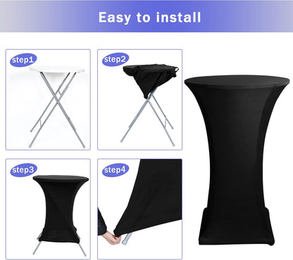 Cocktail Table Covers, 2 Pack - Fitted Stretch Spandex Square Corners Cocktail Tablecloths,High Top Table V1258-DP02-C-1429