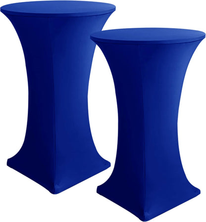 Cocktail Table Covers, 2 Pack - Fitted Stretch Spandex Square Corners Cocktail Tablecloths (Royal Blue, Fit V1258-DP02-C-1432