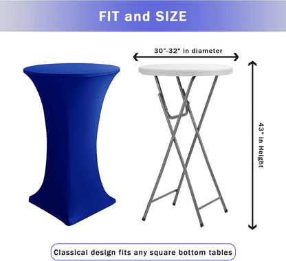 Cocktail Table Covers, 2 Pack - Fitted Stretch Spandex Square Corners Cocktail Tablecloths (Royal Blue, Fit V1258-DP02-C-1432