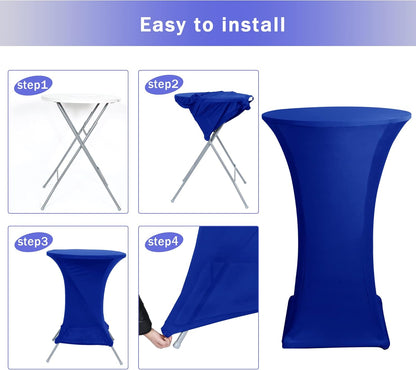 Cocktail Table Covers, 2 Pack - Fitted Stretch Spandex Square Corners Cocktail Tablecloths (Royal Blue, Fit V1258-DP02-C-1432