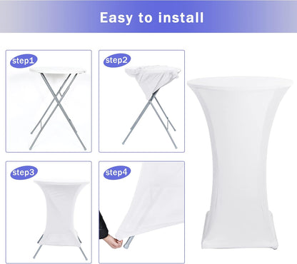 Cocktail Table Covers, 2 Pack - Fitted Stretch Spandex High Top Cocktail Tablecloths with Elastic Corners V1258-DP02-C-1433