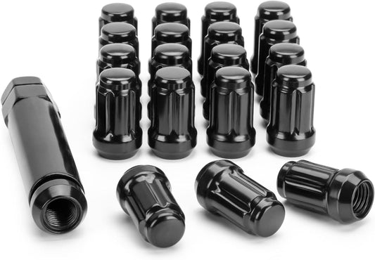 M12x1.5 Lug Nuts, 16pcs 6 Spline LugNut with Socket for Polaris RZR, ATV 12x1.5 Black Wheel LugNuts for V1258-DP02-C-1434