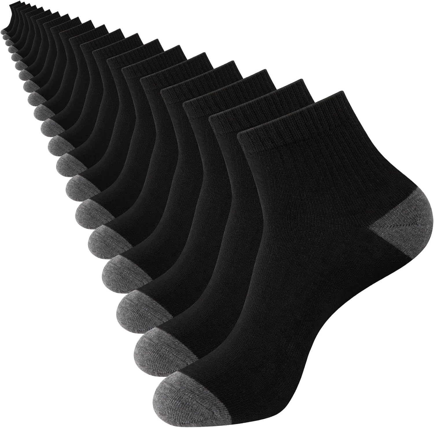 20 Pairs Ankle Socks For Men - Lightweight Mens Socks Size 8-12 Thin Casual Quarter Bulk Socks V1258-DP02-C-1436