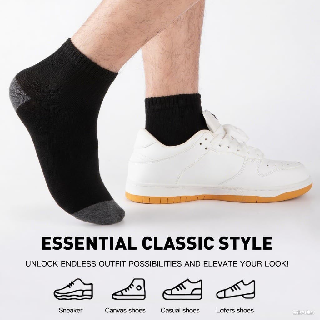 20 Pairs Ankle Socks For Men - Lightweight Mens Socks Size 8-12 Thin Casual Quarter Bulk Socks V1258-DP02-C-1436