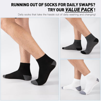 20 Pairs Ankle Socks For Men - Lightweight Mens Socks Size 8-12 Thin Casual Quarter Bulk Socks V1258-DP02-C-1436