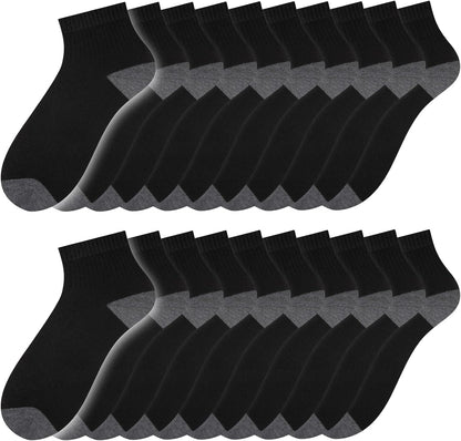 20 Pairs Ankle Socks For Men - Lightweight Mens Socks Size 8-12 Thin Casual Quarter Bulk Socks V1258-DP02-C-1436