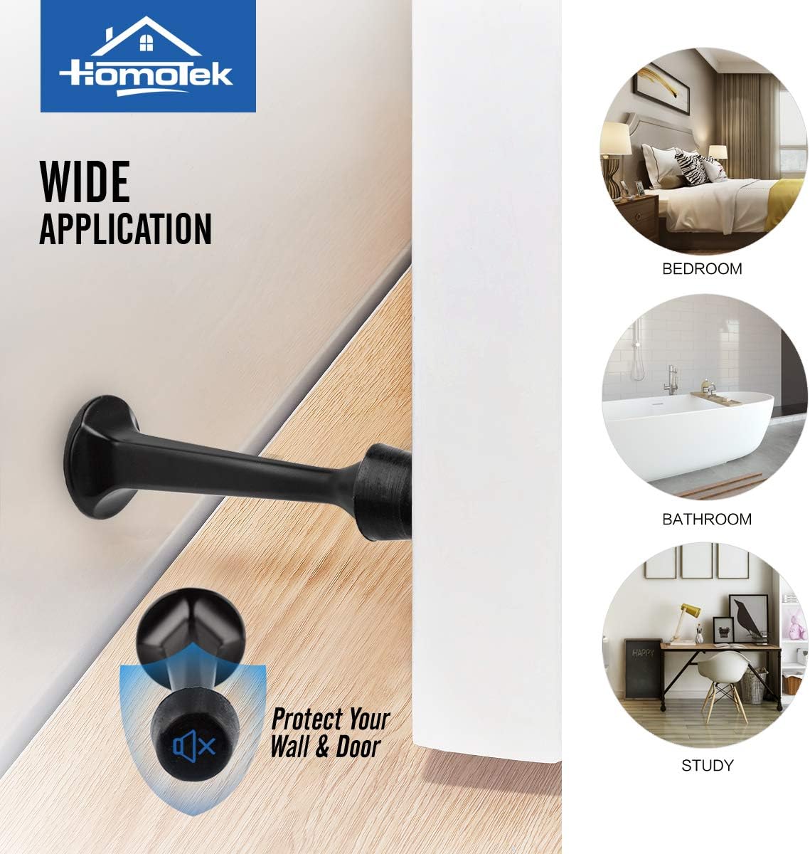 12 Pack Heavy Duty Solid Rigid Door Stop with Soft Rubber Tip, Zinc Die Cast Door Stopper Protect Wall & V1258-DP02-C-1439