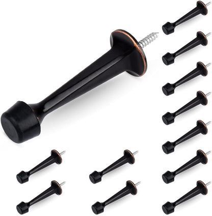 12 Pack Heavy Duty Solid Rigid Door Stop with Soft Rubber Tip, Zinc Die Cast Door Stopper Protect Wall & V1258-DP02-C-1441