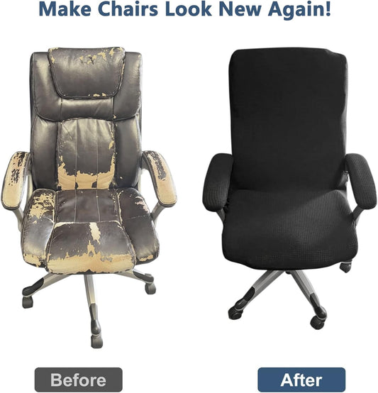 Office Chair Cover with Armrest Covers, Universal Stretch Desk Chair Cover, Computer Chair Slipcovers (Size: V1258-DP02-C-1442