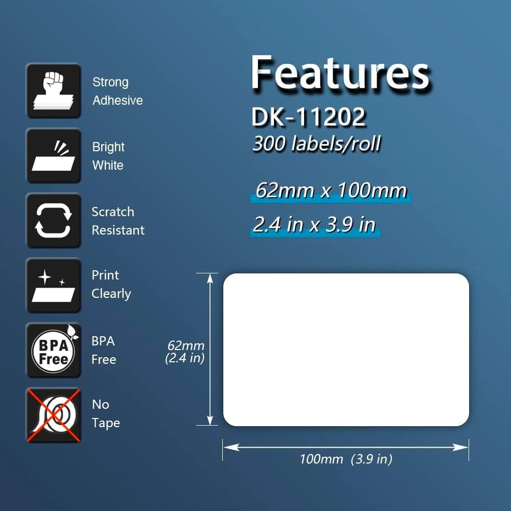 - Compatible Shipping Labels Replacement for Brother DK-1202 (2.4 in x 3.9 in), Use with Brother QL Label V1258-DP02-C-1449