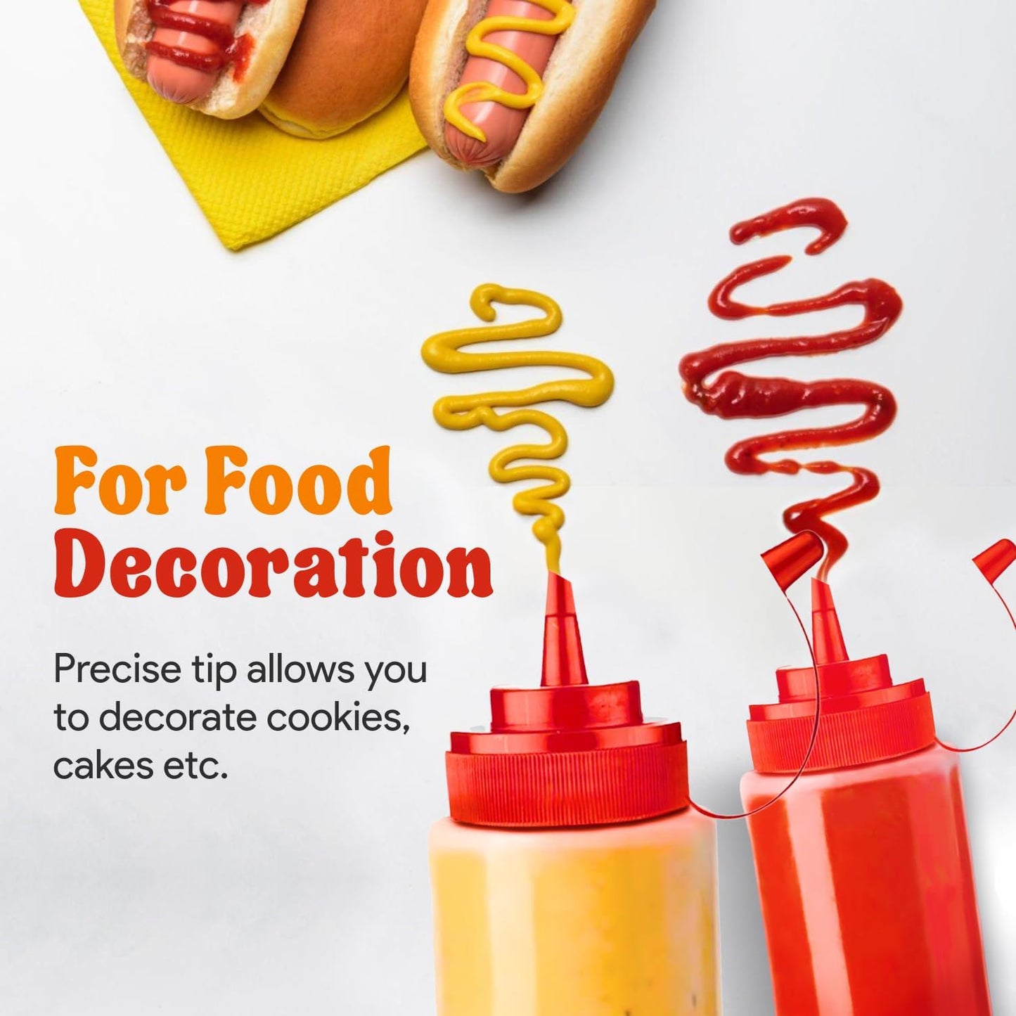 24 oz Large Condiment Squeeze Bottles for Sauces - Leak Proof - 4 Pack (XL) V1258-DP02-C-1450