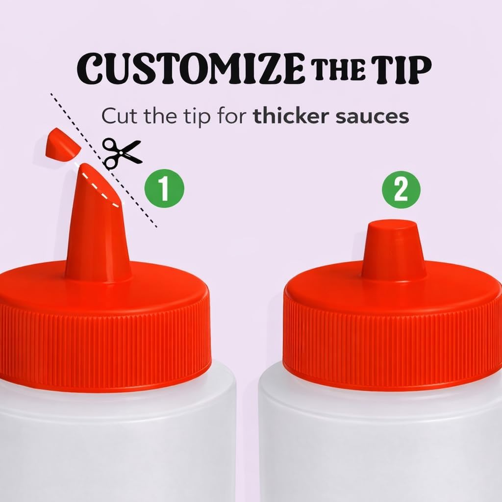 24 oz Large Condiment Squeeze Bottles for Sauces - Leak Proof - 4 Pack (XL) V1258-DP02-C-1450