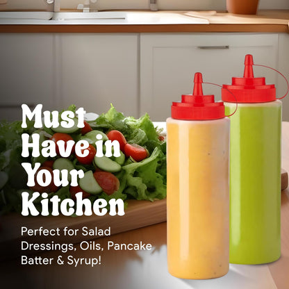 24 oz Large Condiment Squeeze Bottles for Sauces - Leak Proof - 4 Pack (XL) V1258-DP02-C-1450