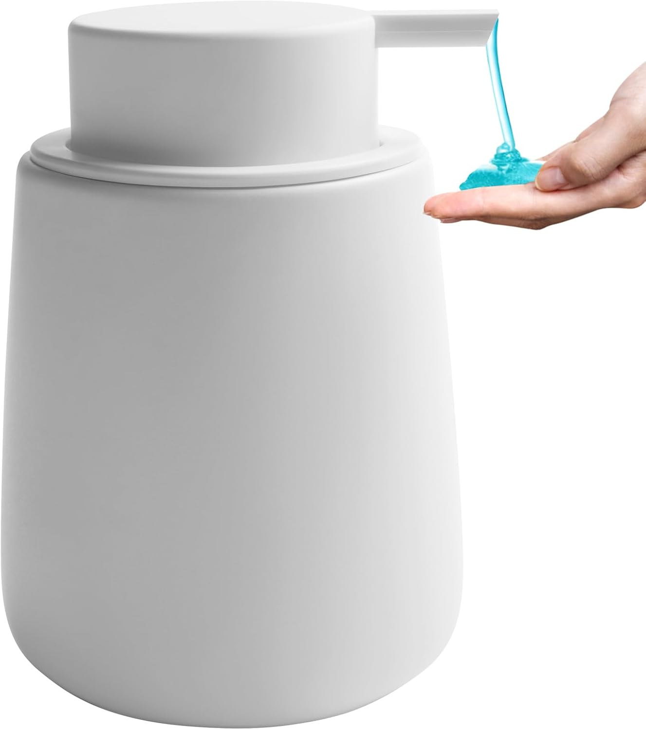 Soap Dispenser Ceramic with Easy-to-Press Pump Hand Lotion Liquid Dispenser for Shampoo Bathroom Kitchen 12 V1258-DP02-C-1455