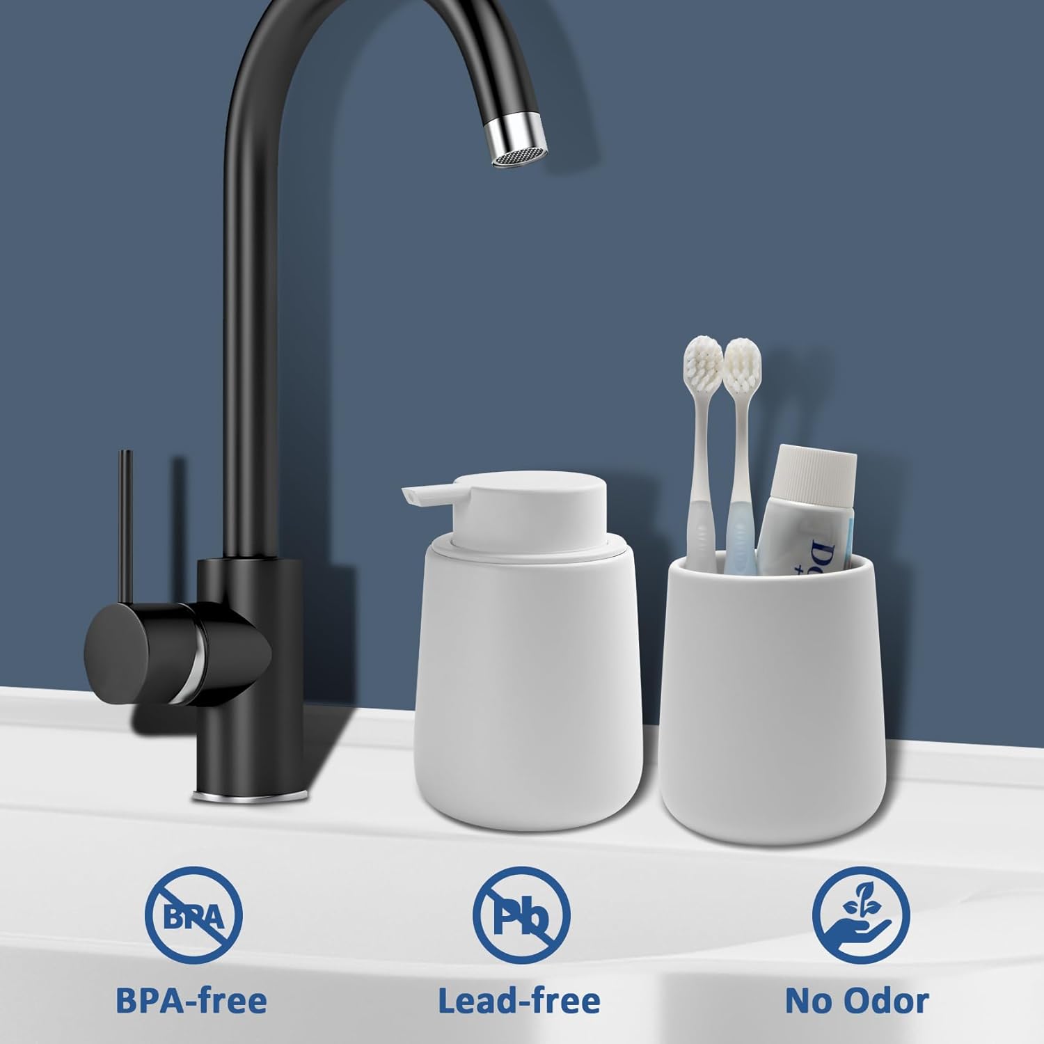 Soap Dispenser Ceramic with Easy-to-Press Pump Hand Lotion Liquid Dispenser for Shampoo Bathroom Kitchen 12 V1258-DP02-C-1455