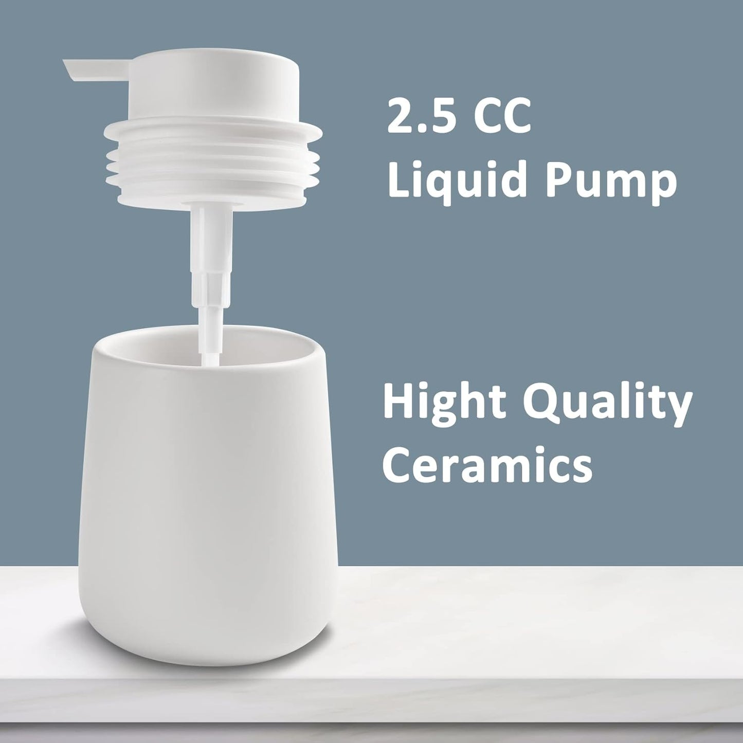 Soap Dispenser Ceramic with Easy-to-Press Pump Hand Lotion Liquid Dispenser for Shampoo Bathroom Kitchen 12 V1258-DP02-C-1455