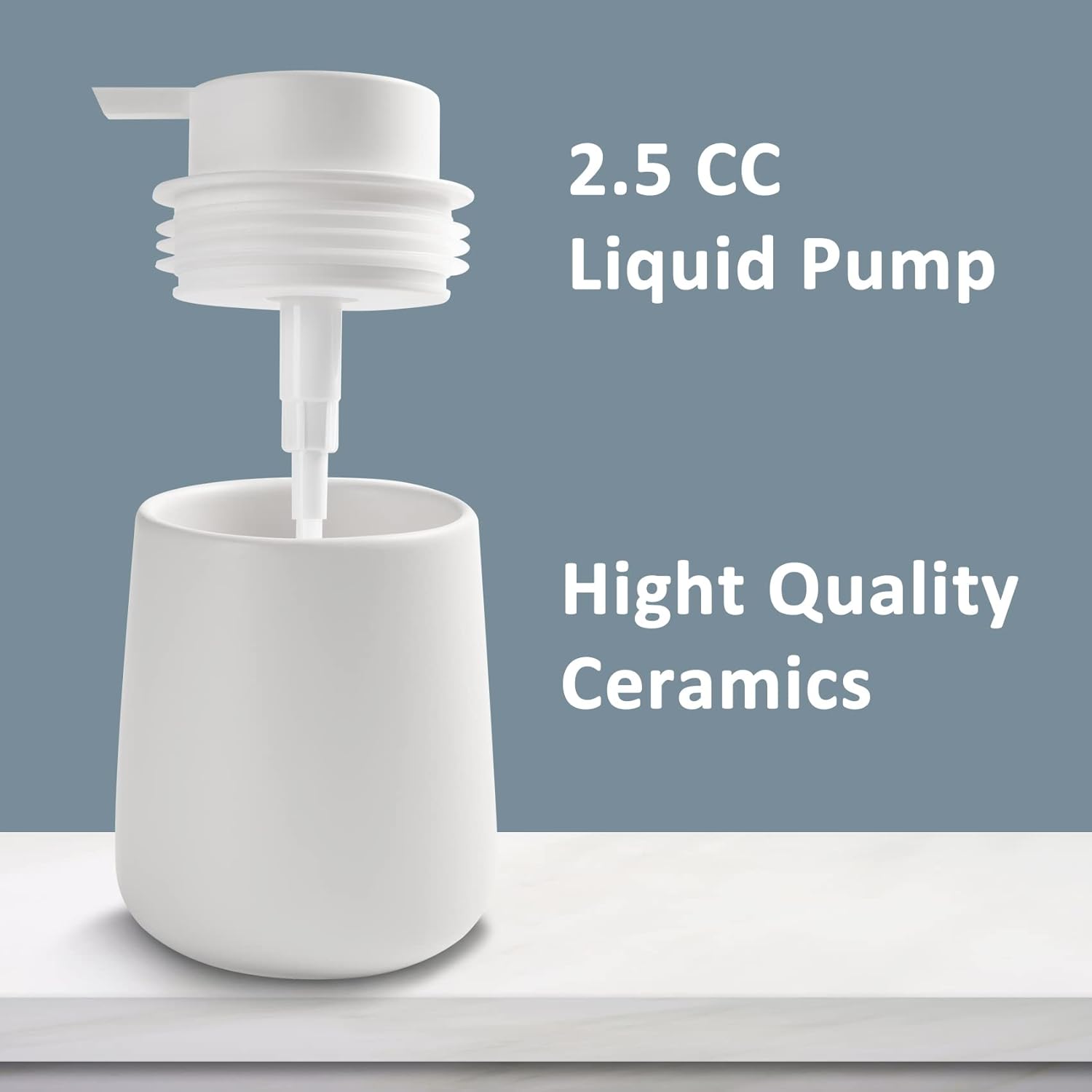 Soap Dispenser Ceramic with Easy-to-Press Pump Hand Lotion Liquid Dispenser for Shampoo Bathroom Kitchen 12 V1258-DP02-C-1455