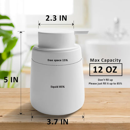 Soap Dispenser Ceramic with Easy-to-Press Pump Hand Lotion Liquid Dispenser for Shampoo Bathroom Kitchen 12 V1258-DP02-C-1455