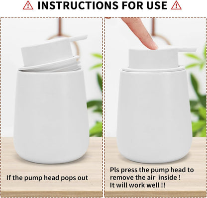 Soap Dispenser Ceramic with Easy-to-Press Pump Hand Lotion Liquid Dispenser for Shampoo Bathroom Kitchen 12 V1258-DP02-C-1455