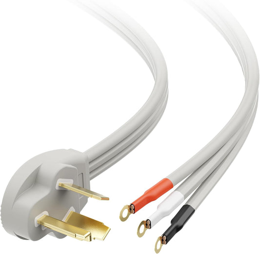 10 AWG 3 Prong Dryer Cord - 10ft, 30A / 7500W Rated, NEMA 10-30P to 3-Wire Appliance Cord, Dryer Plug 3 V1258-DP02-C-1459