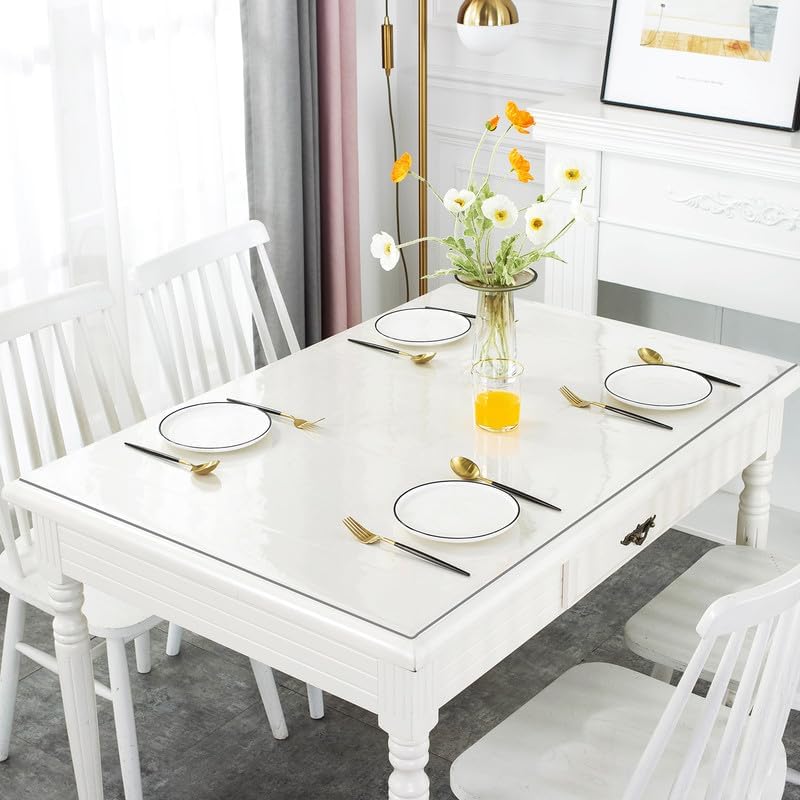 2mm Thick Clear Table Cover Protector 36 x 60 Inch, Plastic Table Cover Rectangle, PVC Clear Table Protector, V1258-DP02-C-1460