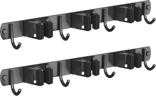 2 Pack Mop and Broom Holder Wall Mount, Non-slip Broom Hanger Wall Mount, Heavy Duty Mop Broom Organizer for V1258-DP02-C-1463