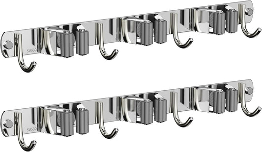 2 Pack Mop and Broom Holder Wall Mount, Non-slip Broom Hanger, Heavy Duty Mop Broom Organizer for Kitchen V1258-DP02-C-1464