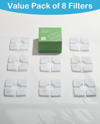 8 Pack Replacement Filters for 84oz/2.5L Automatic Pet Fountain Cat Water Fountain Dog Water Dispenser V1258-DP02-C-1468