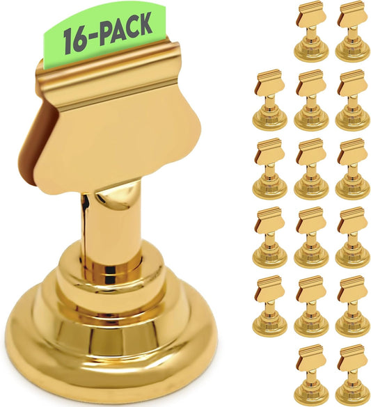 Table Number Holders (16pc) Premium Gold Metal Place Card Holders for Wedding Party Table Decor Card Holder V1258-DP02-C-1469