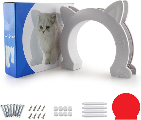 Large Cat Door Interior Door, XL Indoor Cat Door, Pet Doors for Cats, Kitties and Small Dogs (White) V1258-DP02-C-1470