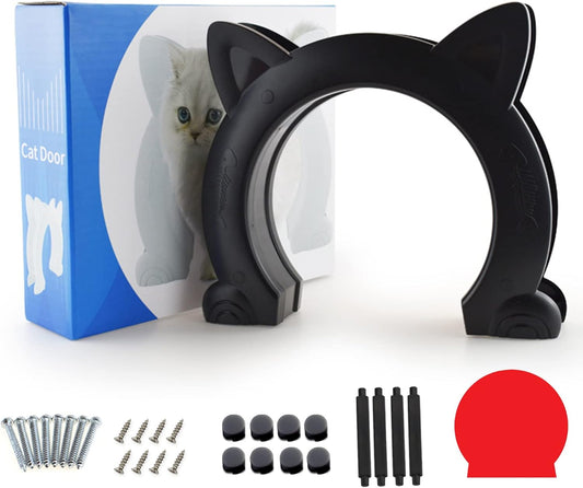 Large Cat Door Interior Door, XL Indoor Cat Door, Pet Doors for Cats, Kitties and Small Dogs (Black) V1258-DP02-C-1471
