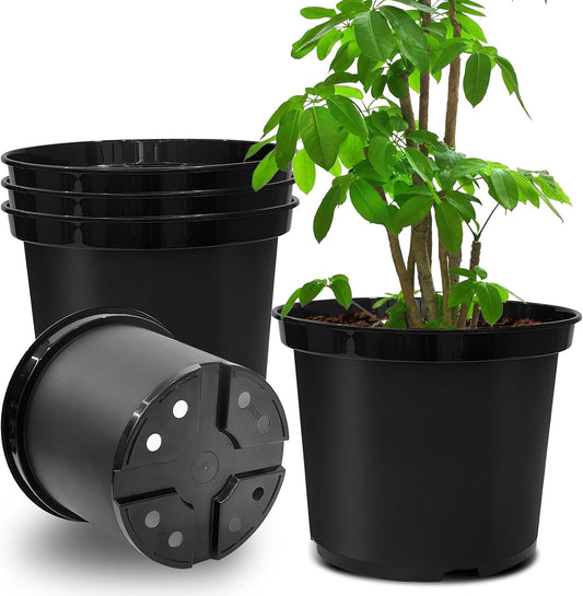 5 Gallon 12 Inch Plastic Nursery Pots, Plant Containers with Drainage Holes, Round Sturdy Garden Planters for V1258-DP02-C-1473