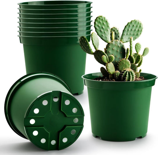 3 Gallon Plastic Nursery Pots, 10 Inch Round Plant Pots with Drainage Holes, 10 Pack Planting Pot for Outdoor V1258-DP02-C-1474