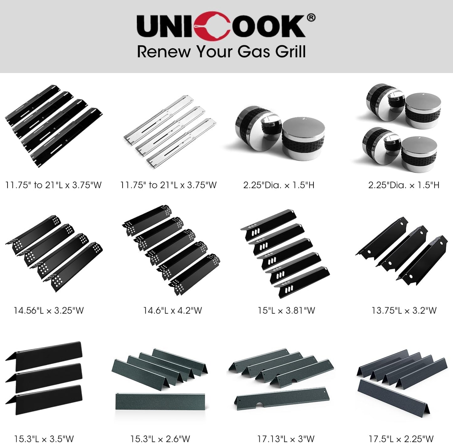 7620 Flavorizer Bars for Weber Genesis 300 Series, E-310 E-330 Grills with Front Control(2011-2016), 17.5 V1258-DP02-C-148