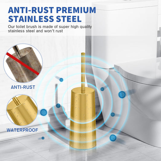 Toilet Brush and Holder, Toilet Brush Stainless Steel, Toilet Bowl Brush for Bathroom Toilet-Ergonomic, V1258-DP02-C-1490