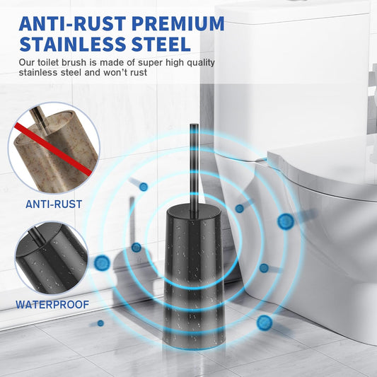 Toilet Brush and Holder, Toilet Brush Stainless Steel, Toilet Bowl Brush for Bathroom Toilet-Ergonomic, V1258-DP02-C-1491