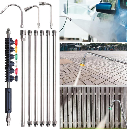 Pressure Washer Extension Wand, 10 Pack Power Washer Lance with 6 Atomization Nozzle Tips,1 Gutter Cleaner V1258-DP02-C-151