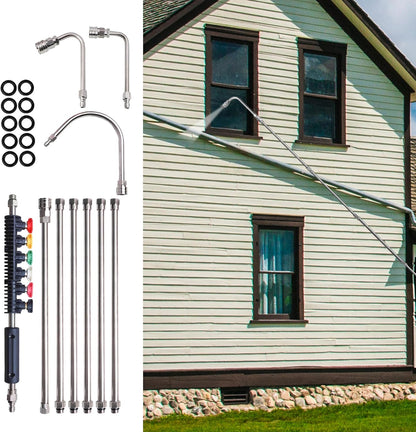 Pressure Washer Extension Wand, 10 Pack Power Washer Lance with 6 Atomization Nozzle Tips,1 Gutter Cleaner V1258-DP02-C-151
