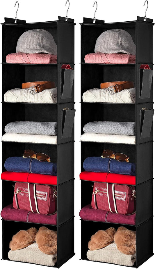 Hanging Closet Organizer - 6 Shelf Storage for Clothes, Sweaters, Shoes & Accessories - Space-Saving Wardrobe V1258-DP02-C-1513