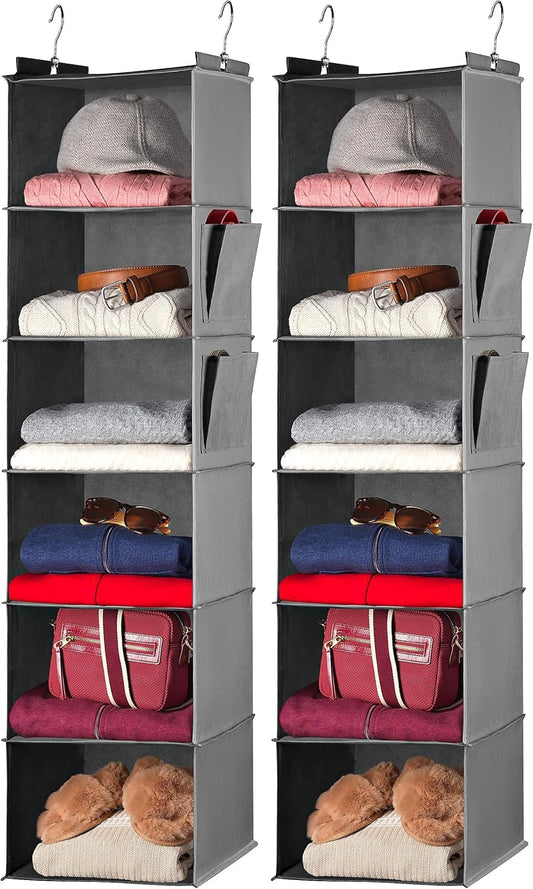 Hanging Closet Organizer - 6 Shelf Storage for Clothes, Sweaters, Shoes & Accessories - Space-Saving Wardrobe V1258-DP02-C-1514