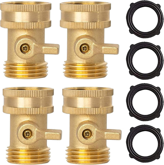 Brass Garden Hose Shut Off Valve, 4 Pack Heavy Duty 3/4 Inch Solid Brass Garden Hose Shut Off Valve with 4 V1258-DP02-C-152