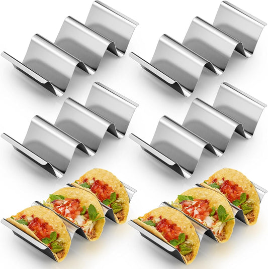 Taco Holder Stand, 6 Packs Stainless Steel Taco Rack Truck Tray Style, Oven, Grill and Dishwasher Safe V1258-DP02-C-1530