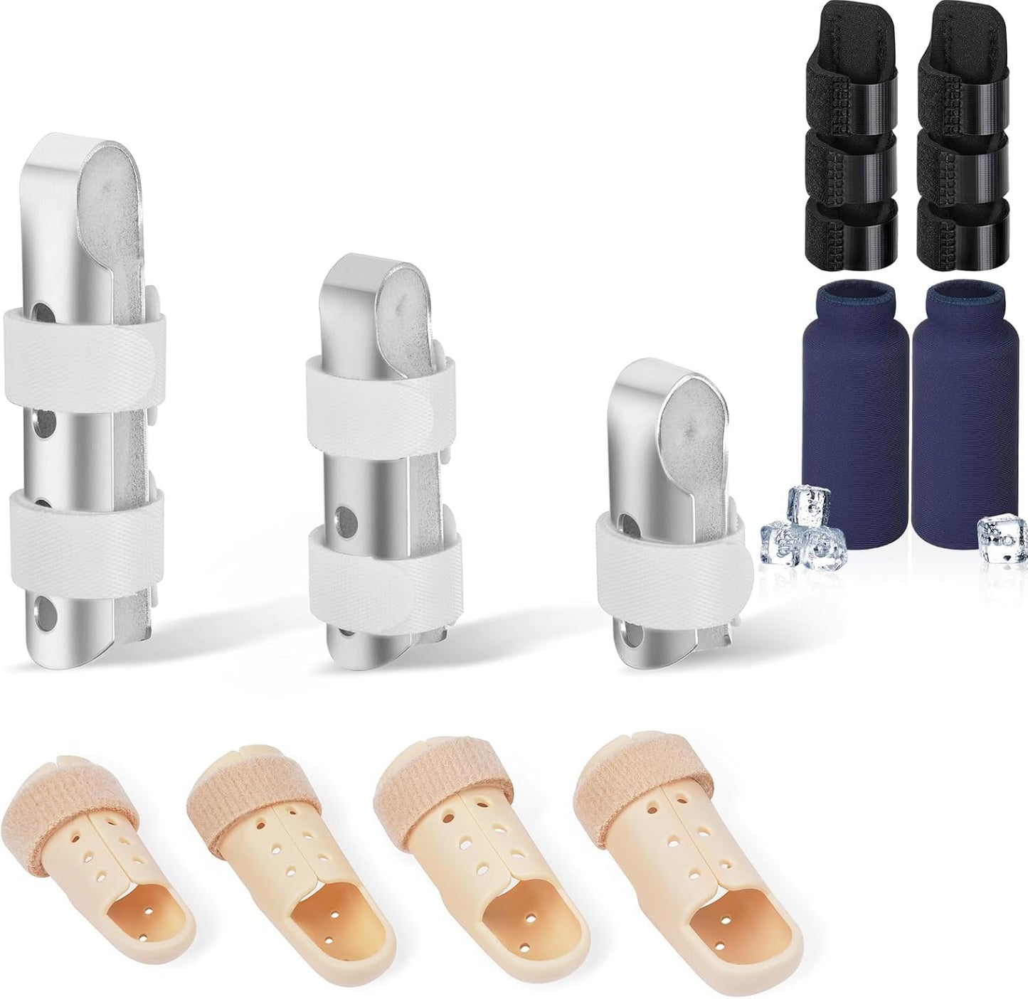 Finger Splint, 11PCS Finger Brace Ice Pack for Index, Middle, Ring Fingers Straightening Arthritis Knuckle V1258-DP02-C-1533