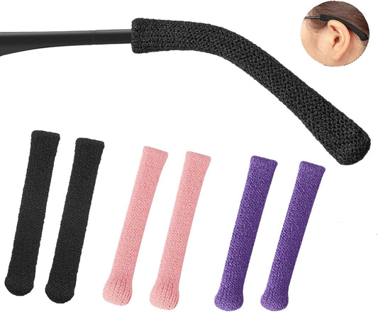 Ear Cushions for Glasses - Soft Knitting Cotton Temple Tips - Anti Slip (3 Pairs) V1258-DP02-C-1555