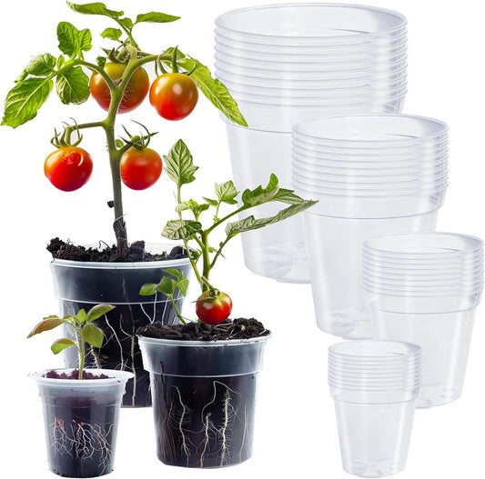 36 Pack 4/5/6/7 Inch Clear Nursery Pots for Plants, Plant Pots with Drainage Holes, Transparent Seedling Pots V1258-DP02-C-156