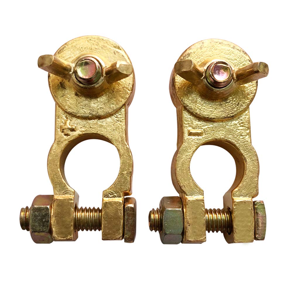 Brass Battery Terminal Ends, Top Post Battery Terminals Clamp Protector Set for Marine Car Boat RV Vehicles V1258-DP02-C-1617